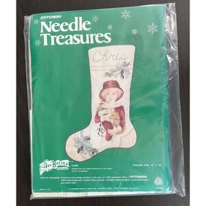 Jan Hagara Stitchery Needle Treasures Kit Chris 12x20 Christmas Stocking‎ NEW